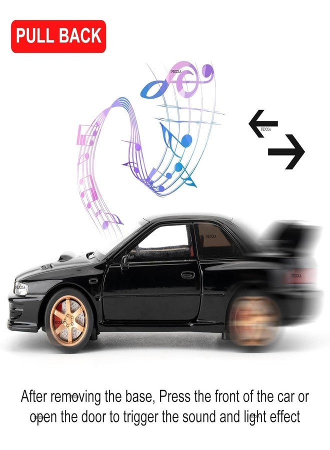 FEXXA سيارة FEXXA 1/32 متوافقة مع سيارة سوبارو إمبريزا WRX STI النموذجية، لعبة سيارة قابلة للتحصيل تعمل بالسحب للخلف مصنوعة من المعدن المصبوب مع أصوات وأضواء للأطفال والأولاد والبنات والكبار، هدية (أسود) - Image 4